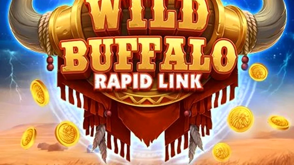 Tampilan visual permainan slot Wild Buffalo: Rapid Link dengan latar belakang alam liar
